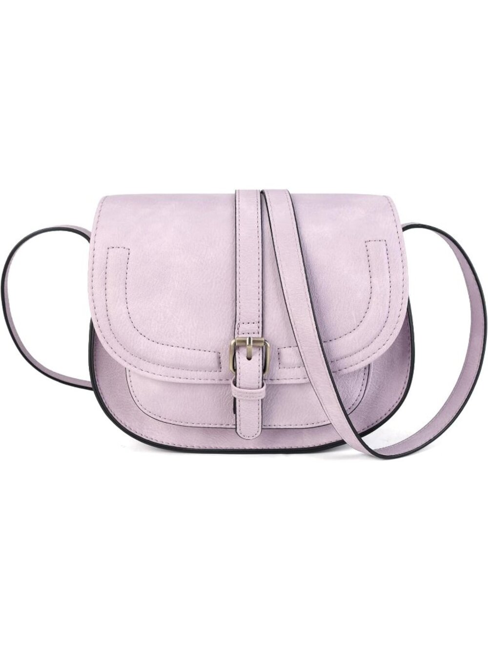 Women Lavender Vintage Vegan Leather Small Saddle Boho Satchel Crossbody Handbag